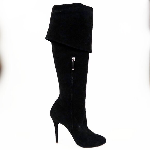 Ralph Lauren Collection Purple Label Tall Suede Heeled Boots - Picture 2 of 12